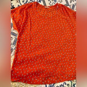 Pleione Red Blouse with White Pattern
